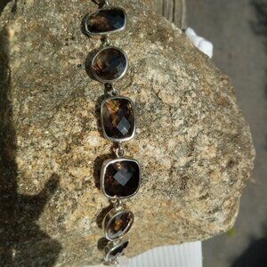 Very Sparkly Smoky Quartz 925 Bracelet